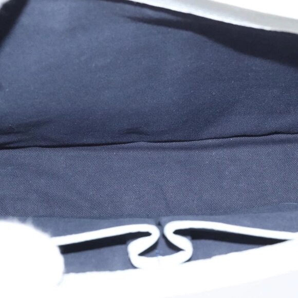 BURBERRY Hand Bag Canvas White Navy Silver Auth 91265 - Picture 13 of 15